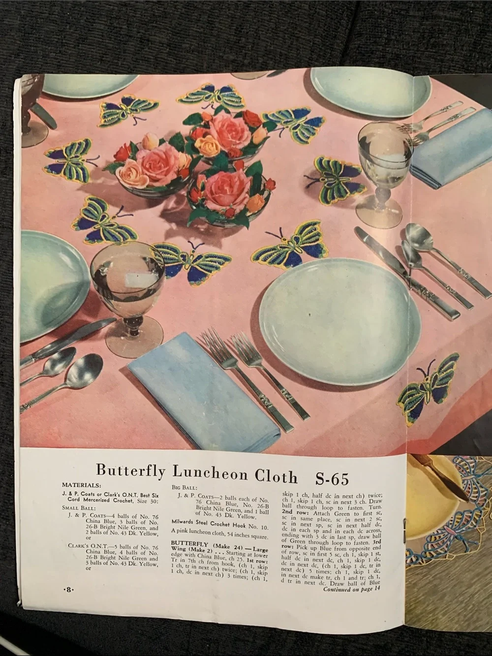 Lot of 3 vintage crochet pattern booklets roses/butterflies/crinoline ladies